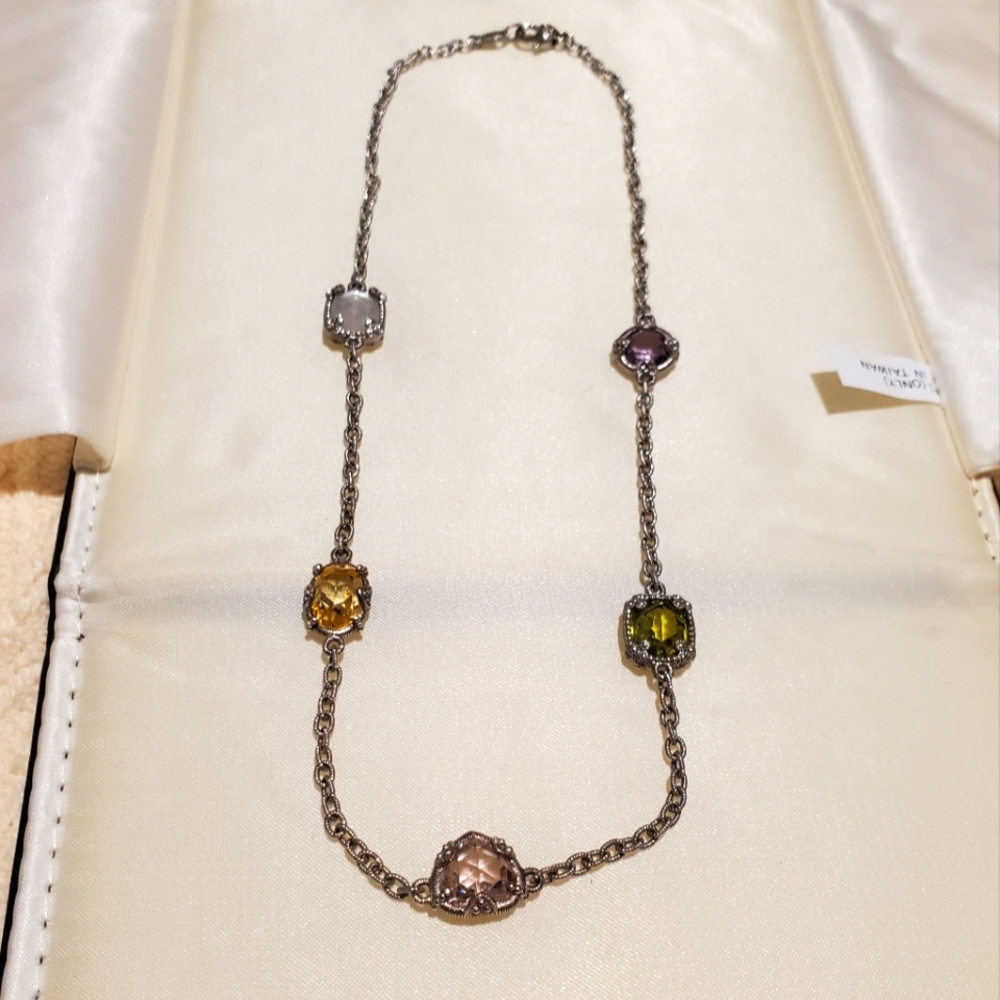 JUDITH RIPKA,MOTHER OF PEARL AND QUARTZ NECKLACE